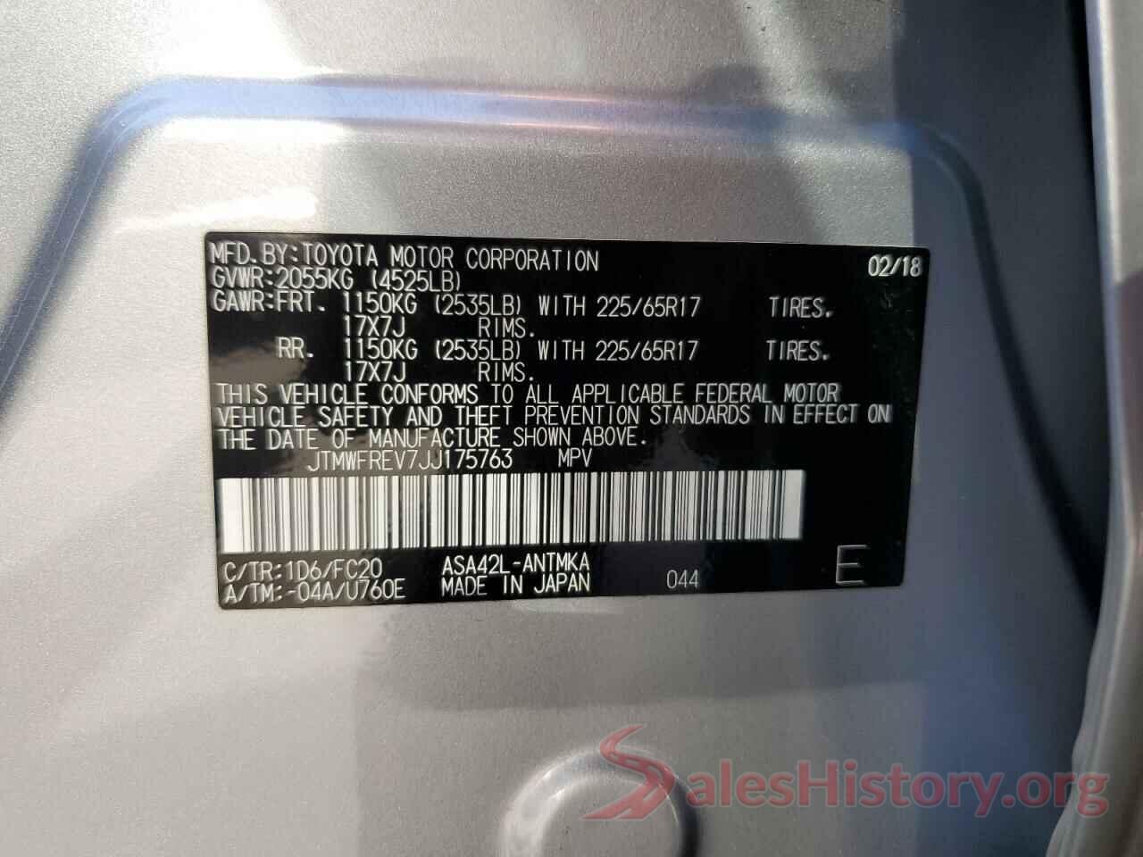 JTMWFREV7JJ175763 2018 TOYOTA RAV4