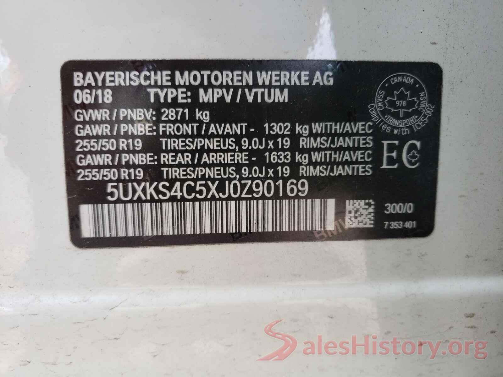 5UXKS4C5XJ0Z90169 2018 BMW X5