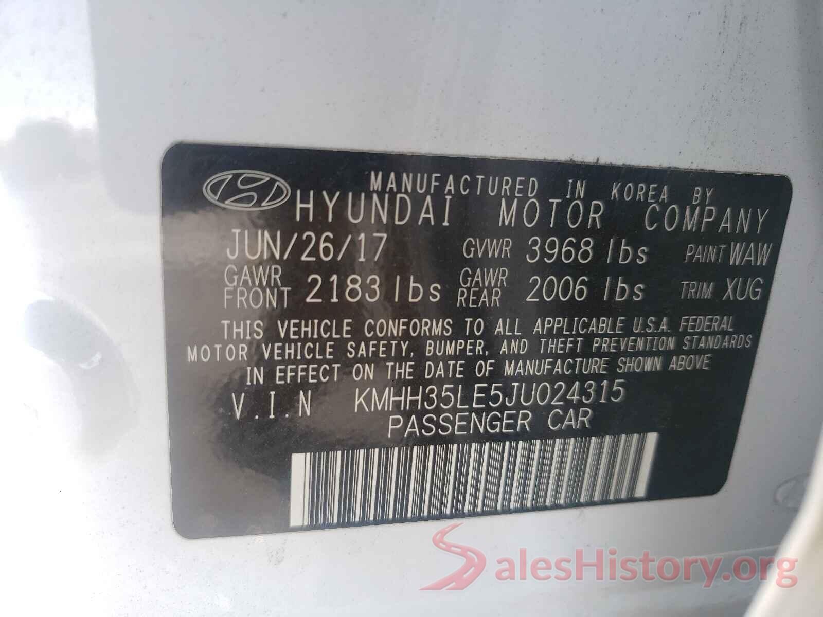 KMHH35LE5JU024315 2018 HYUNDAI ELANTRA