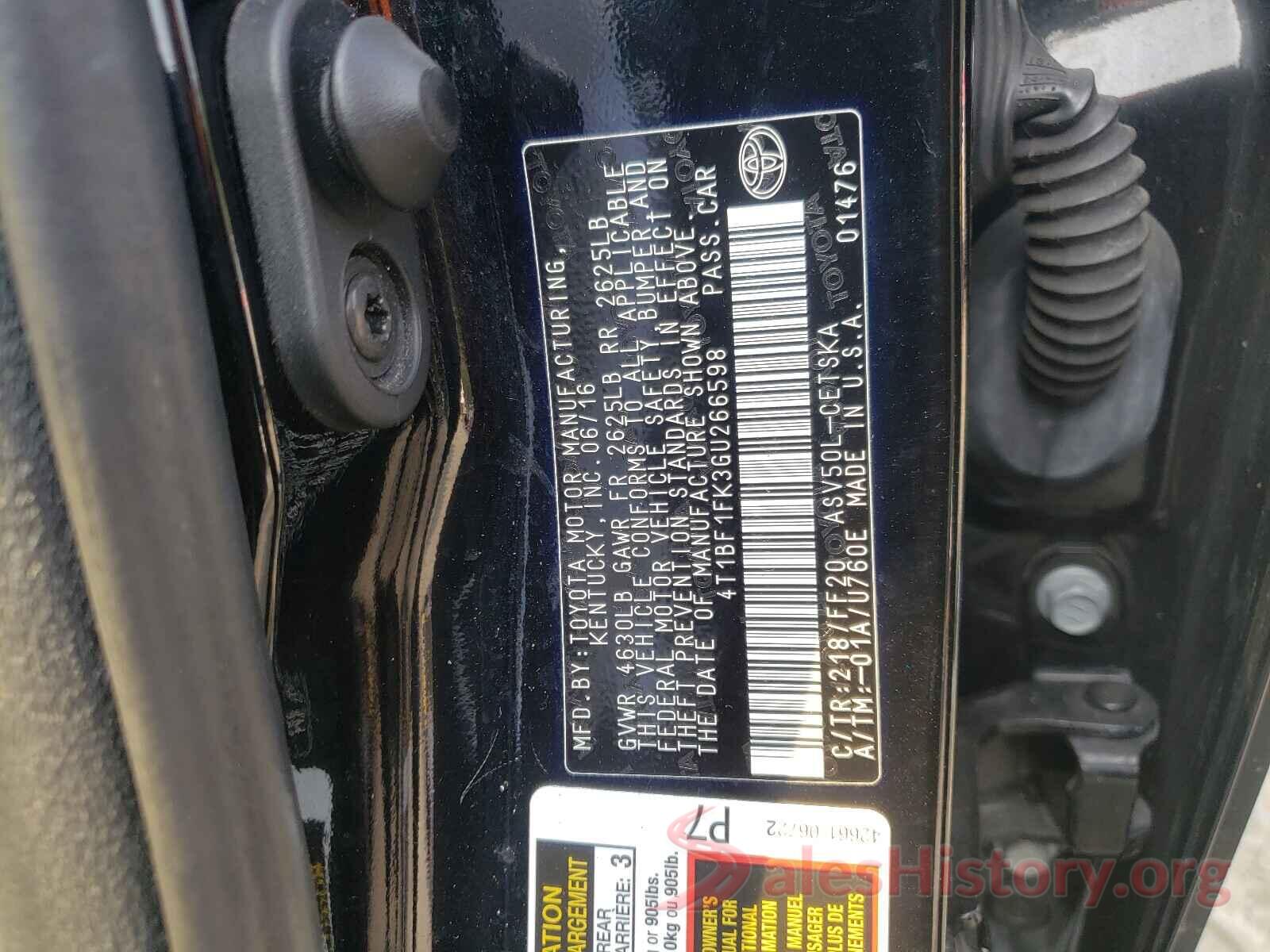 4T1BF1FK3GU266598 2016 TOYOTA CAMRY