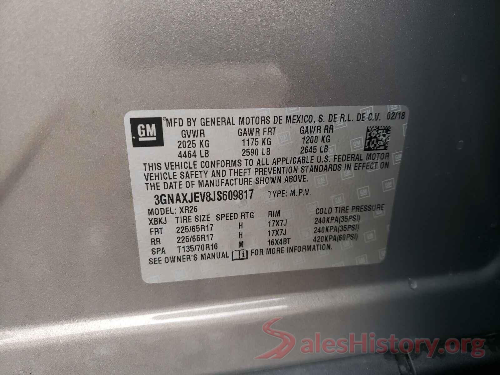 3GNAXJEV8JS609817 2018 CHEVROLET EQUINOX