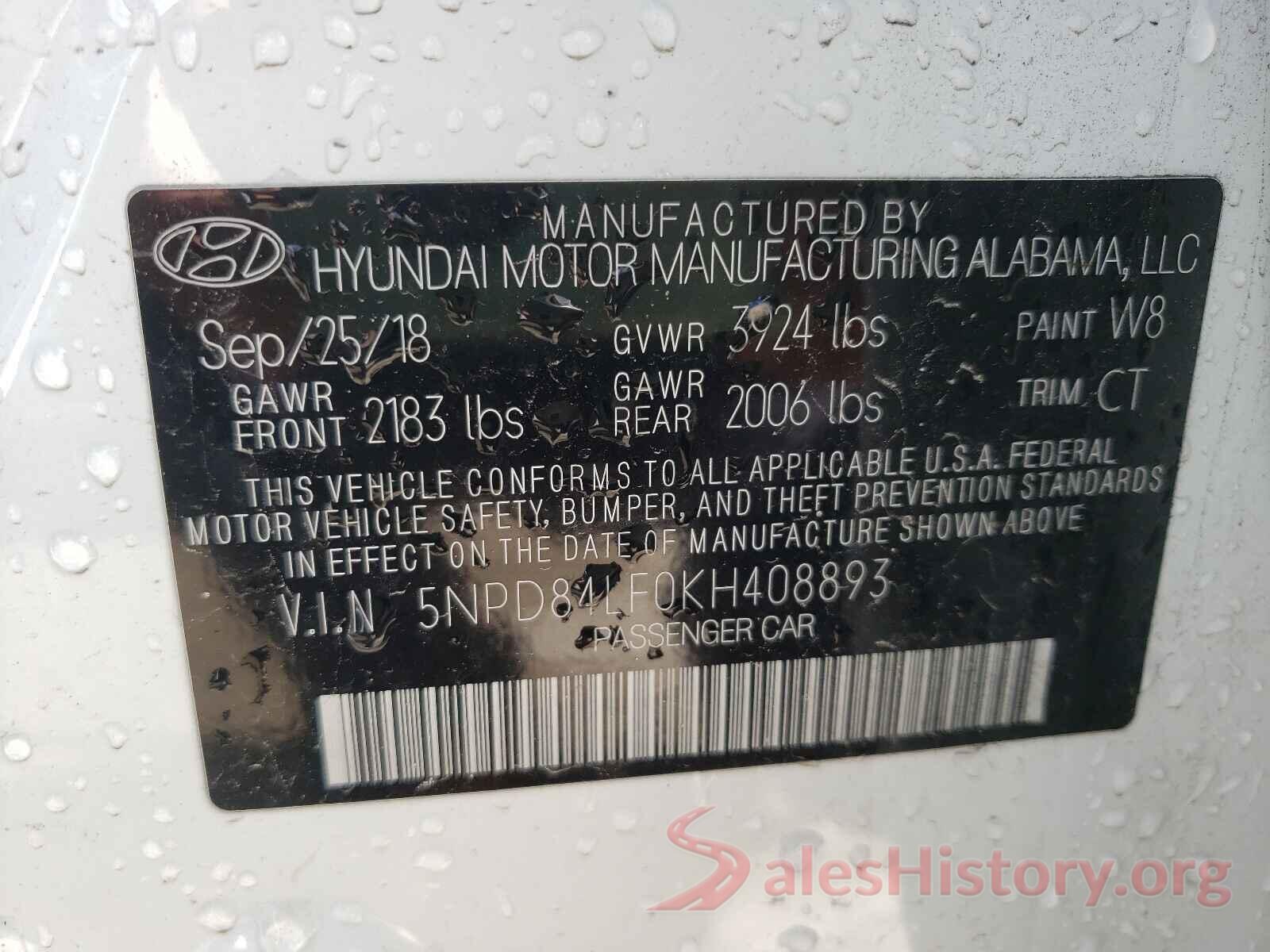 5NPD84LF0KH408893 2019 HYUNDAI ELANTRA