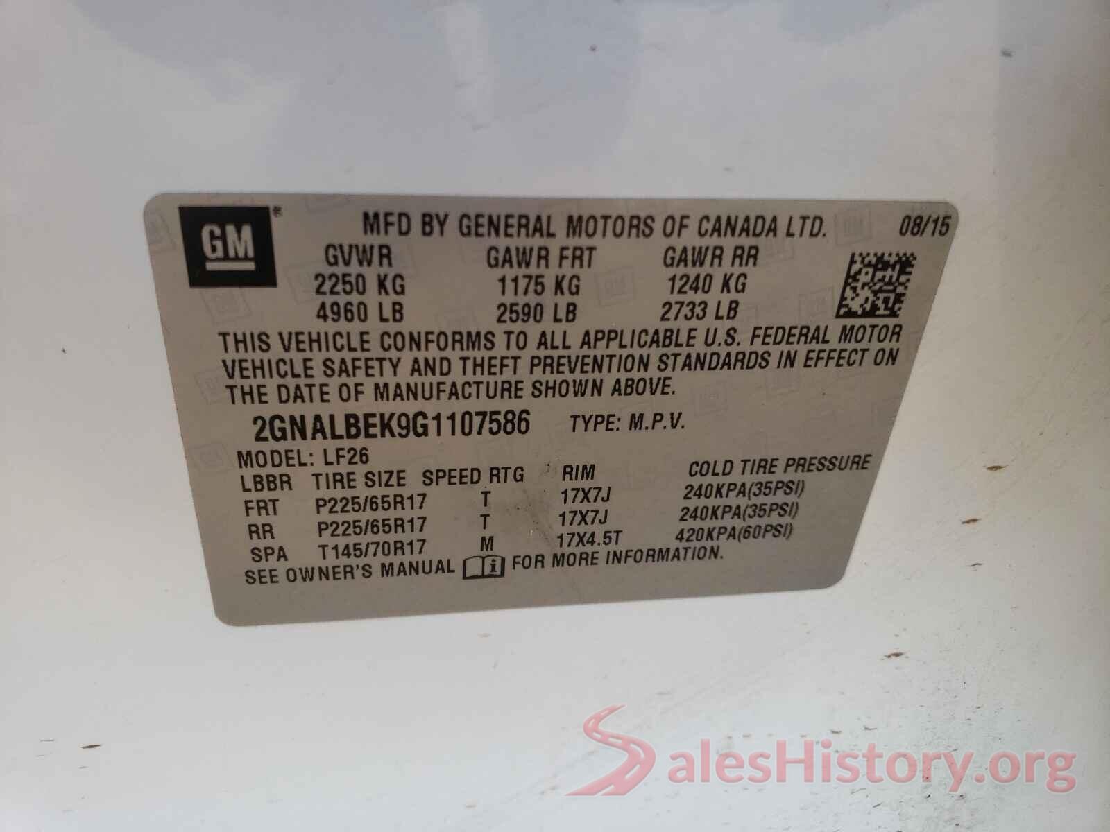 2GNALBEK9G1107586 2016 CHEVROLET EQUINOX