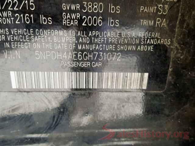 5NPDH4AE6GH731072 2016 HYUNDAI ELANTRA