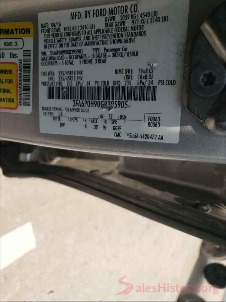 3FA6P0H90GR395905 2016 FORD FUSION