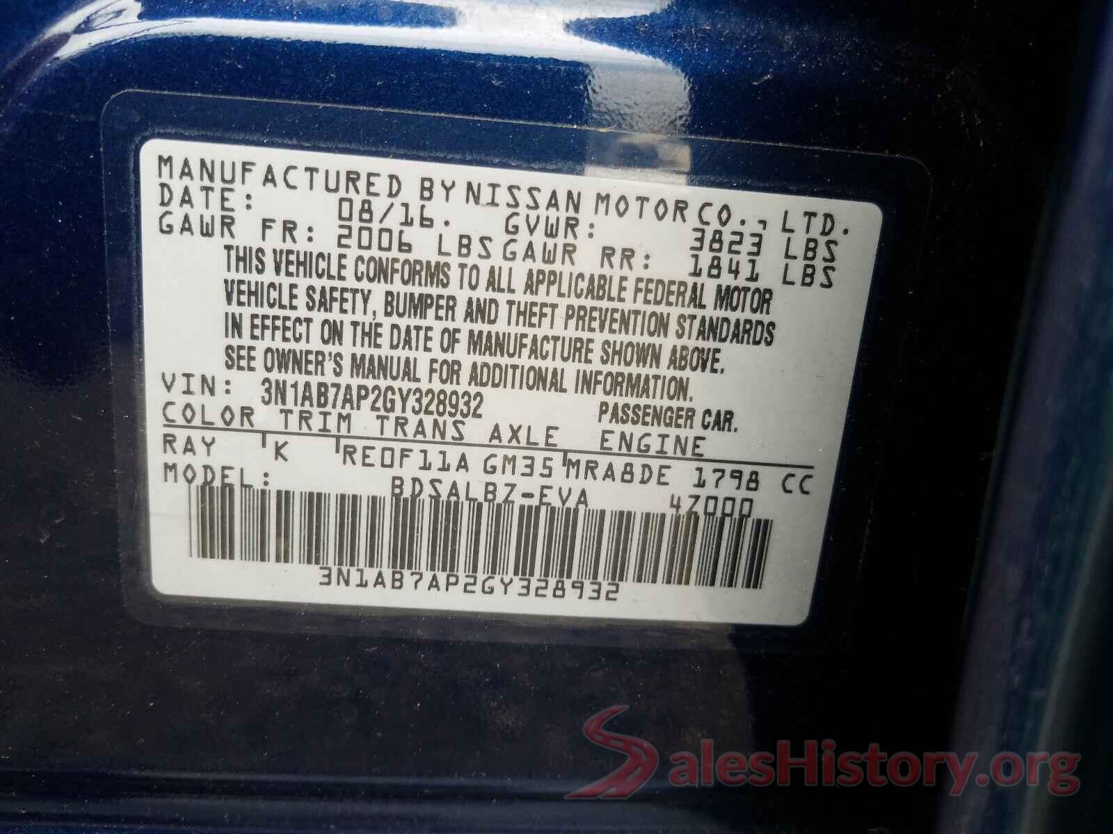 3N1AB7AP2GY328932 2016 NISSAN SENTRA