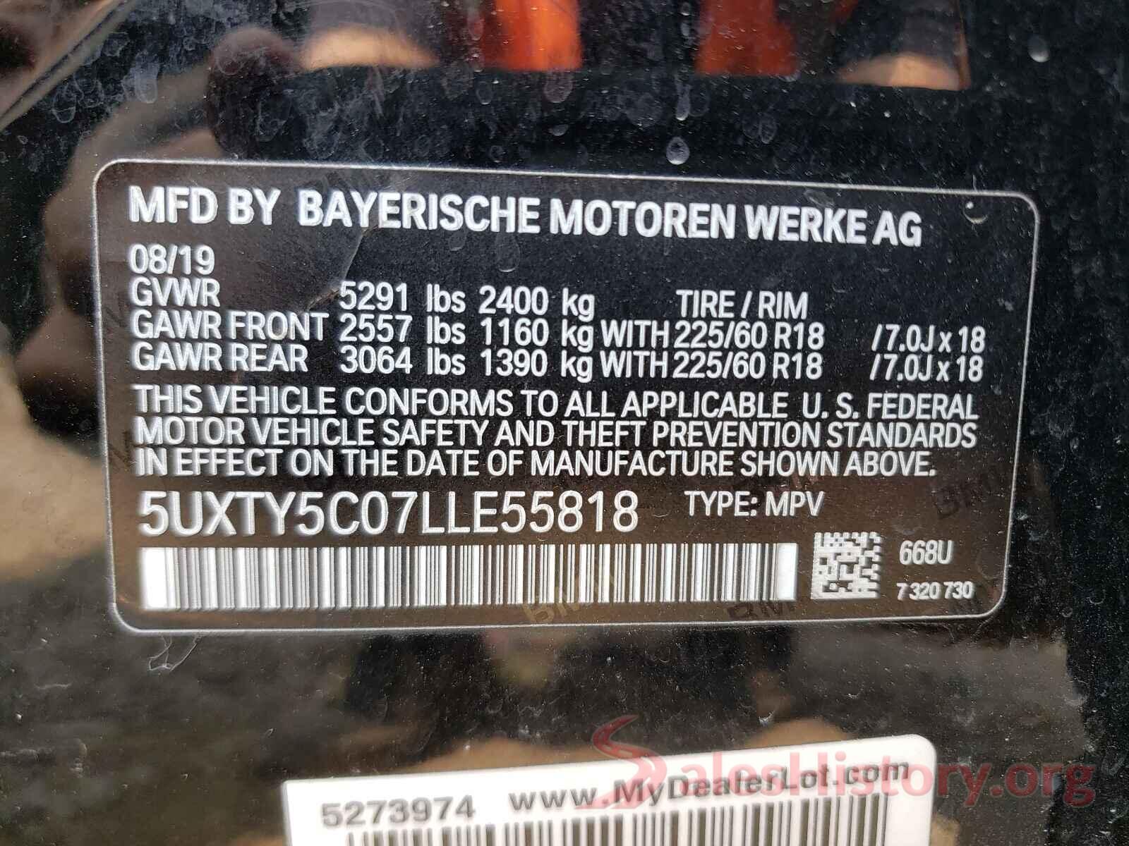 5UXTY5C07LLE55818 2020 BMW X3