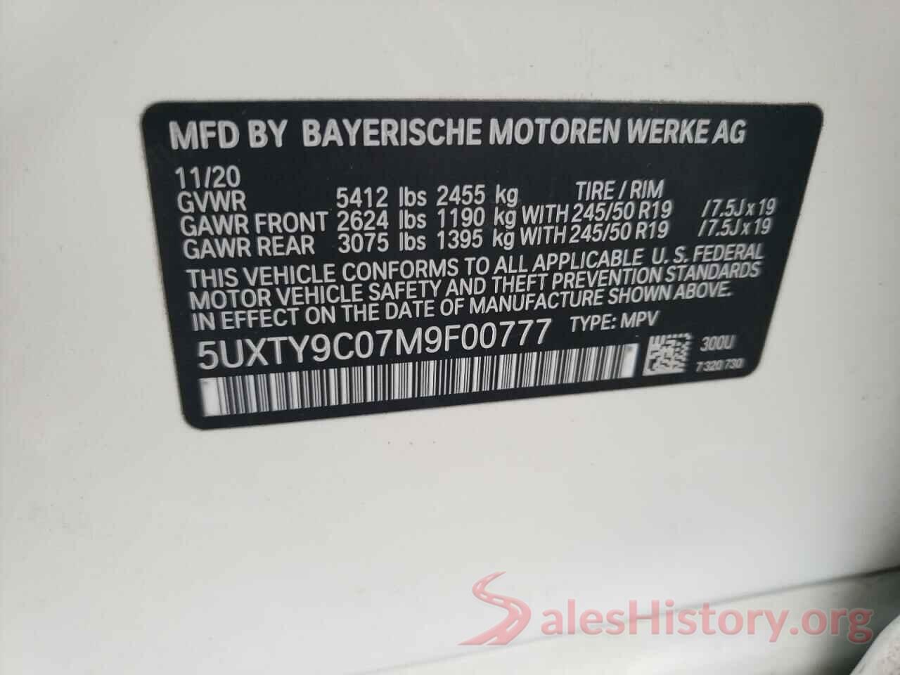 5UXTY9C07M9F00777 2021 BMW X3