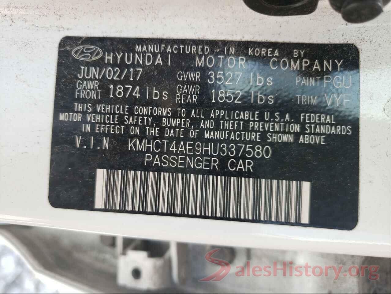 KMHCT4AE9HU337580 2017 HYUNDAI ACCENT