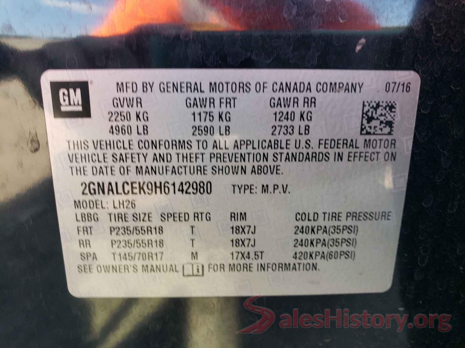 2GNALCEK9H6142980 2017 CHEVROLET EQUINOX