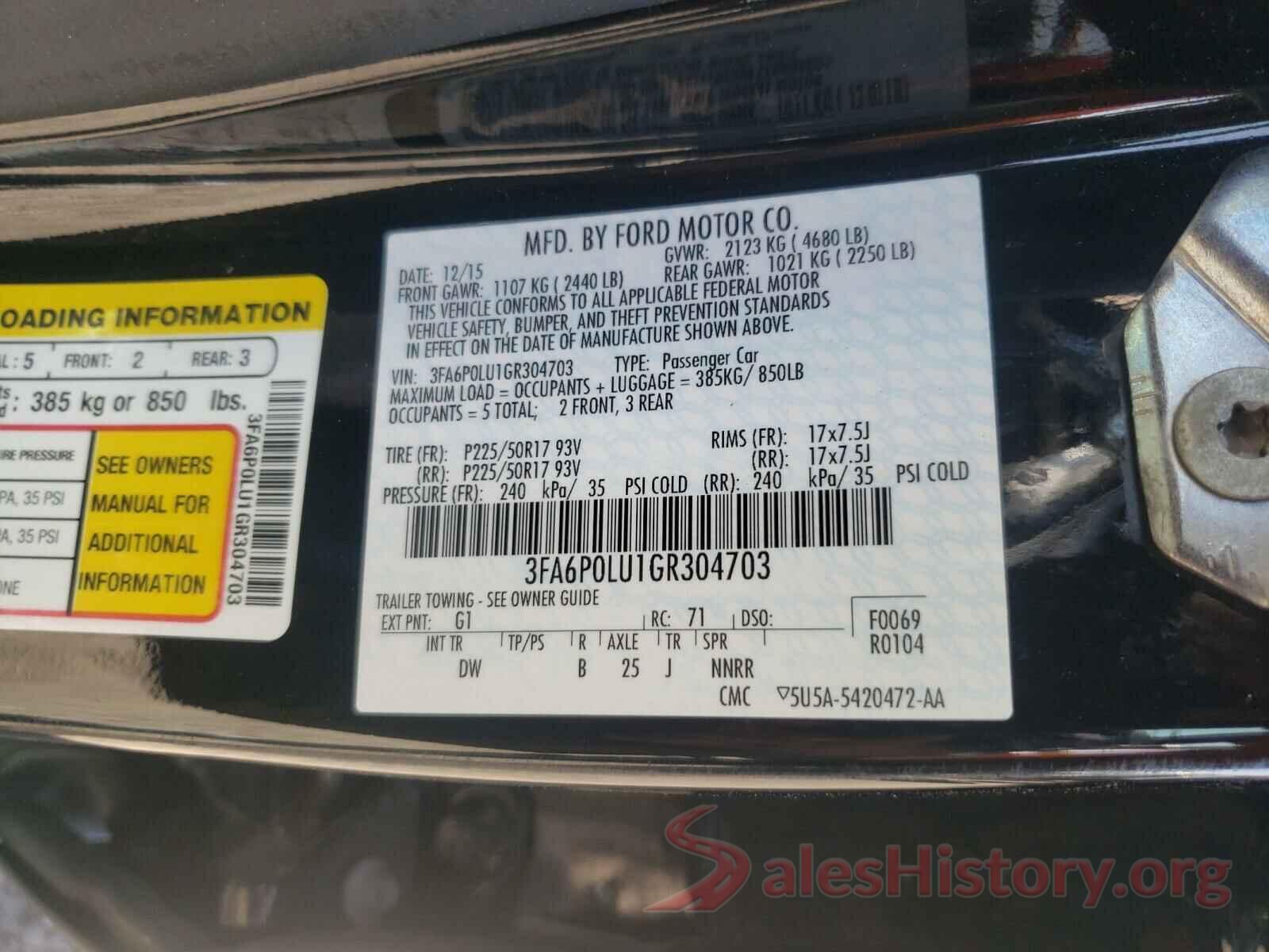 3FA6P0LU1GR304703 2016 FORD FUSION