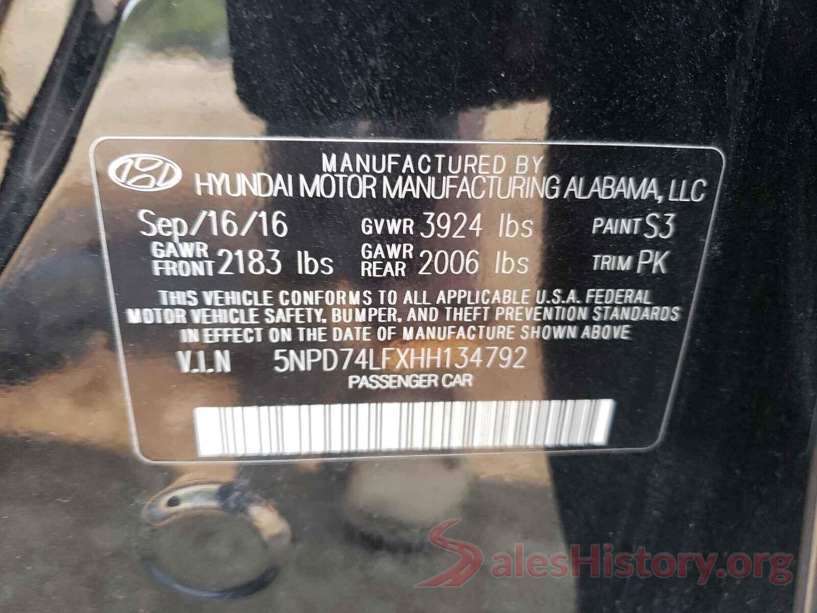 5NPD74LFXHH134792 2017 HYUNDAI ELANTRA