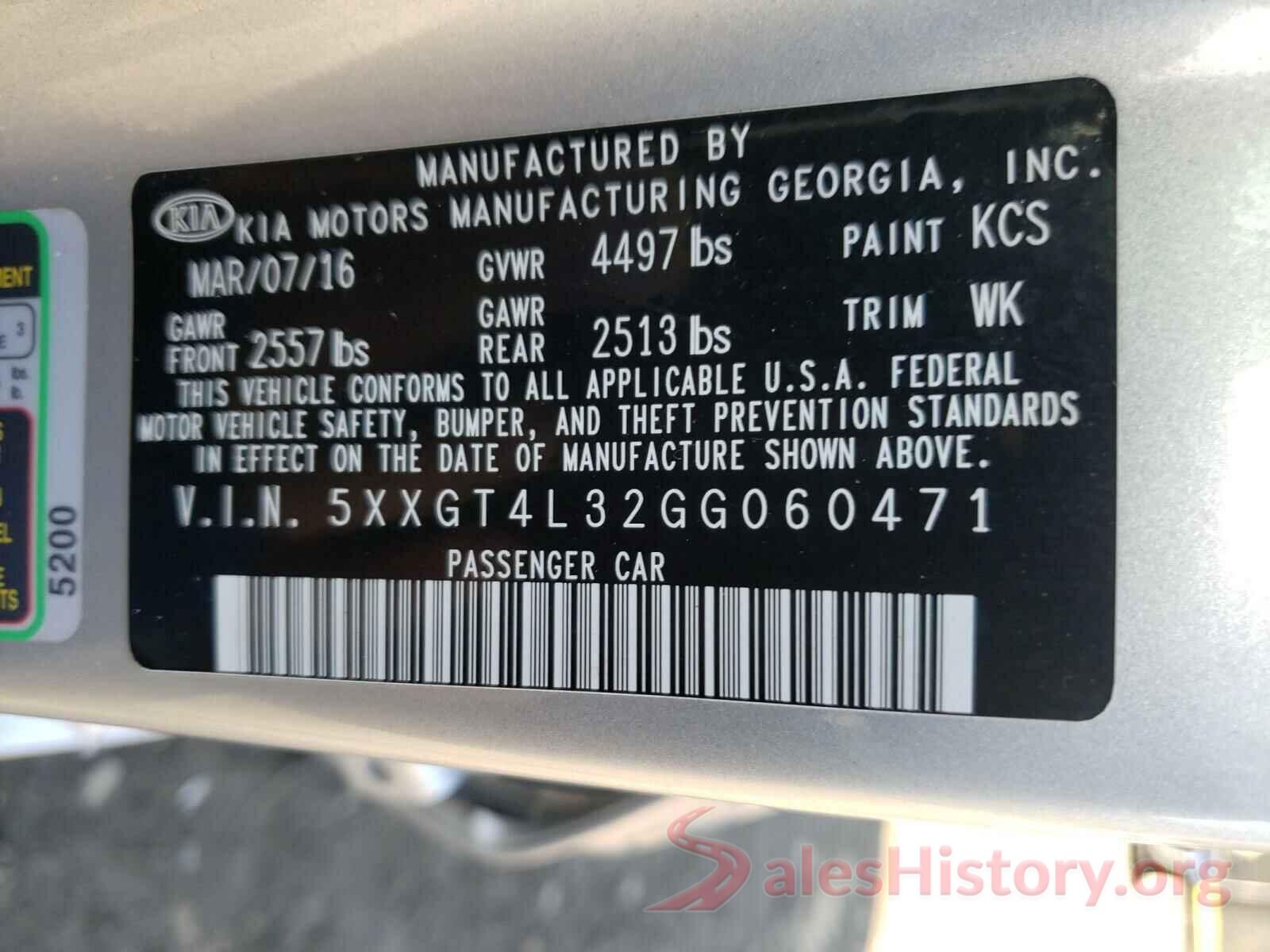 5XXGT4L32GG060471 2016 KIA OPTIMA