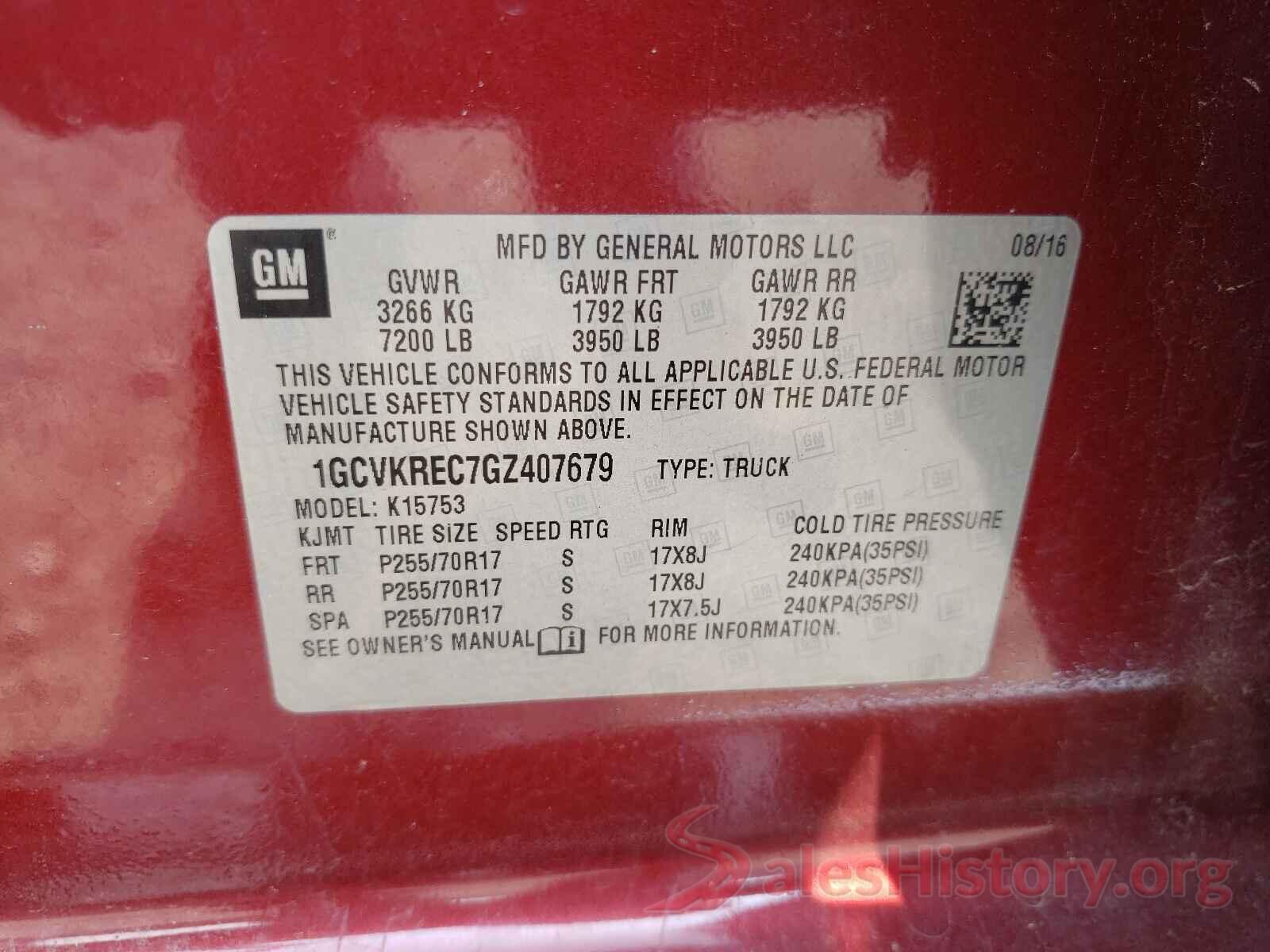 1GCVKREC7GZ407679 2016 CHEVROLET SILVERADO