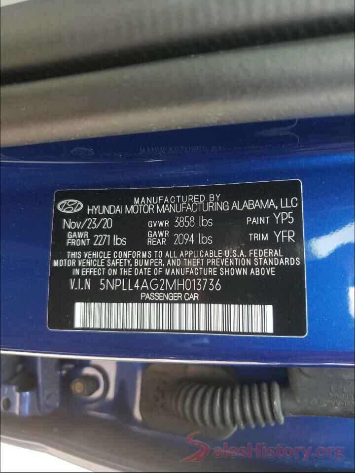 5NPLL4AG2MH013736 2021 HYUNDAI ELANTRA