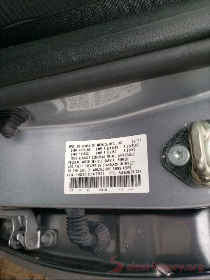 1HGCR2F32HA257670 2017 HONDA ACCORD