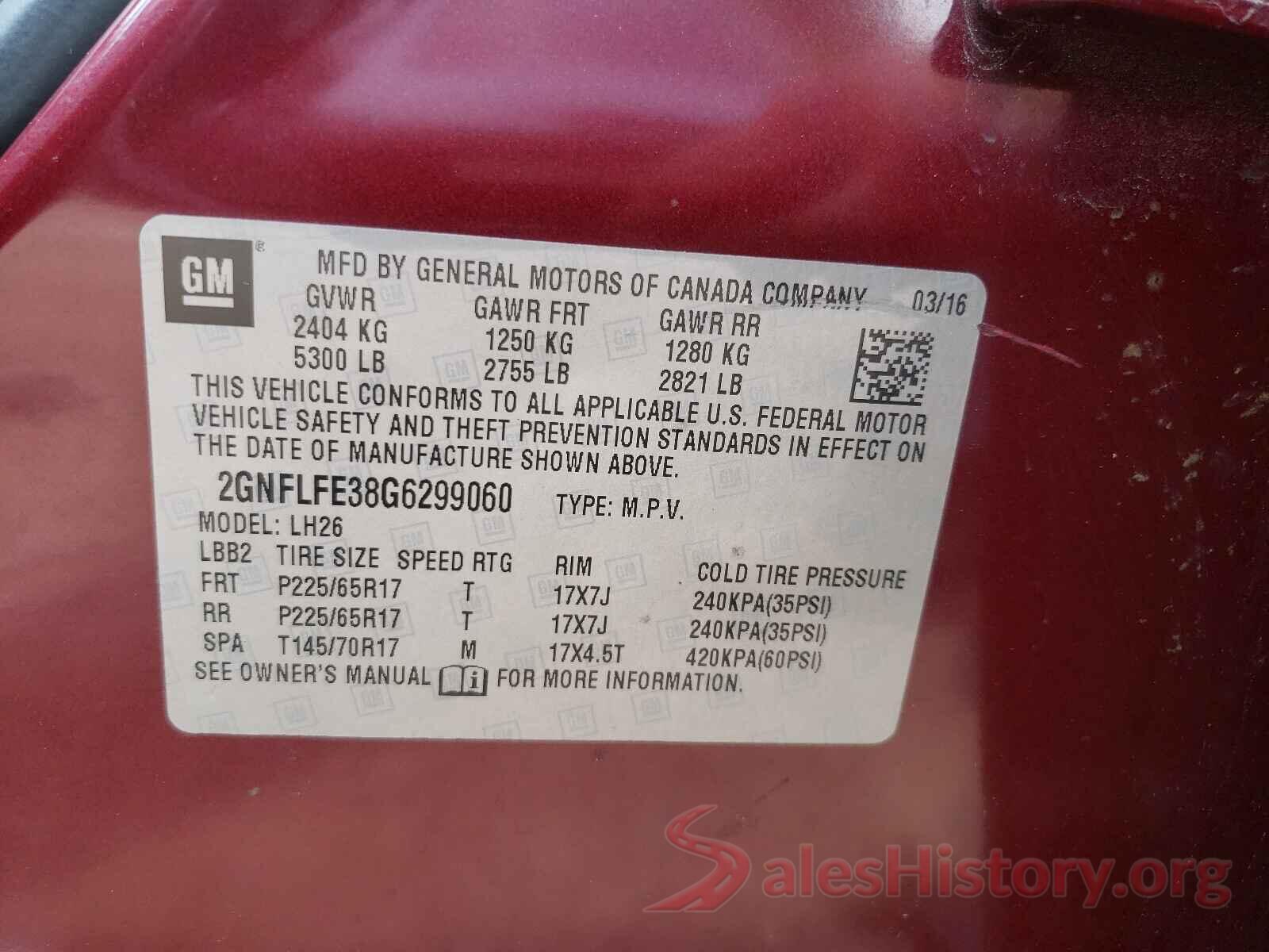 2GNFLFE38G6299060 2016 CHEVROLET EQUINOX