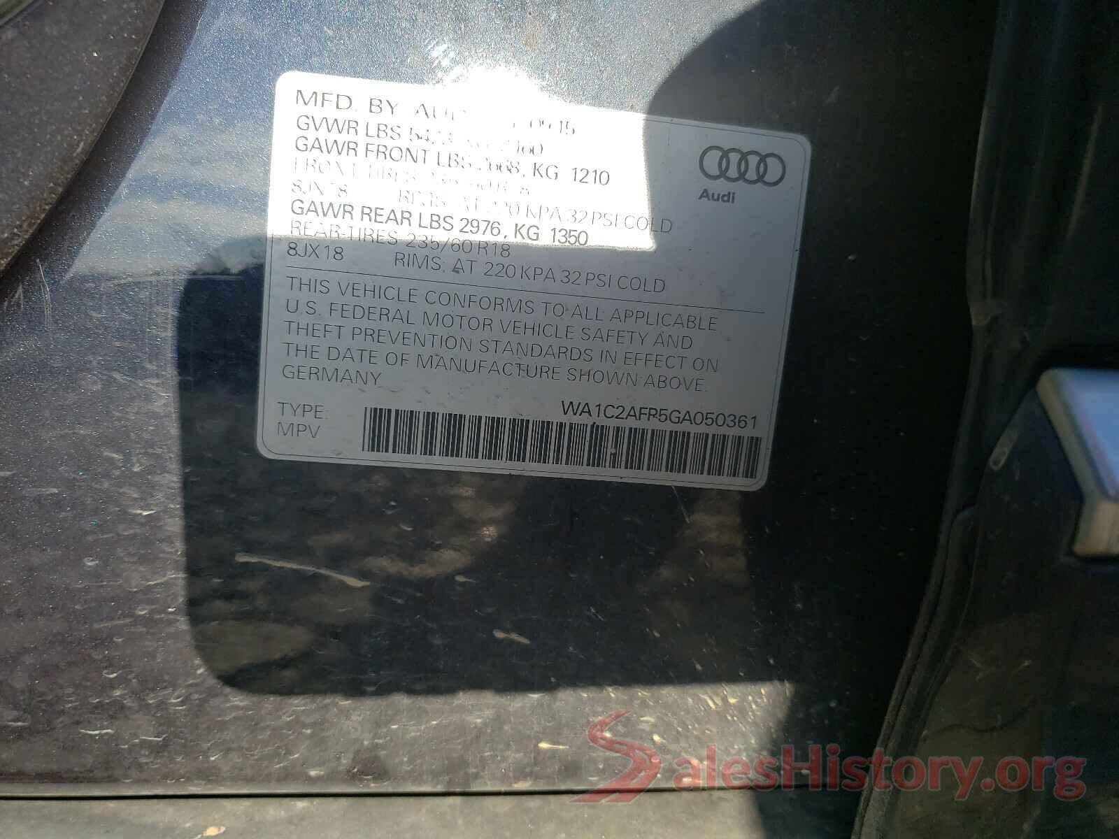 WA1C2AFP5GA050361 2016 AUDI Q5