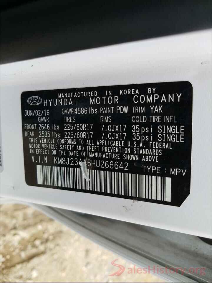 KM8J23A46HU266642 2017 HYUNDAI TUCSON