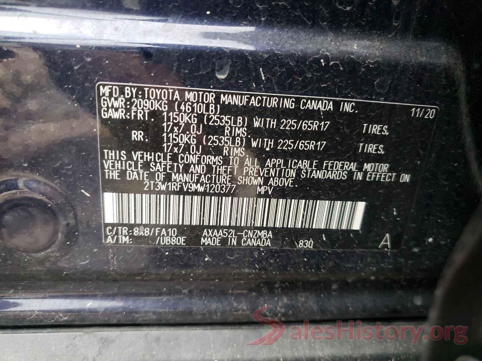 2T3W1RFV9MW120377 2021 TOYOTA RAV4