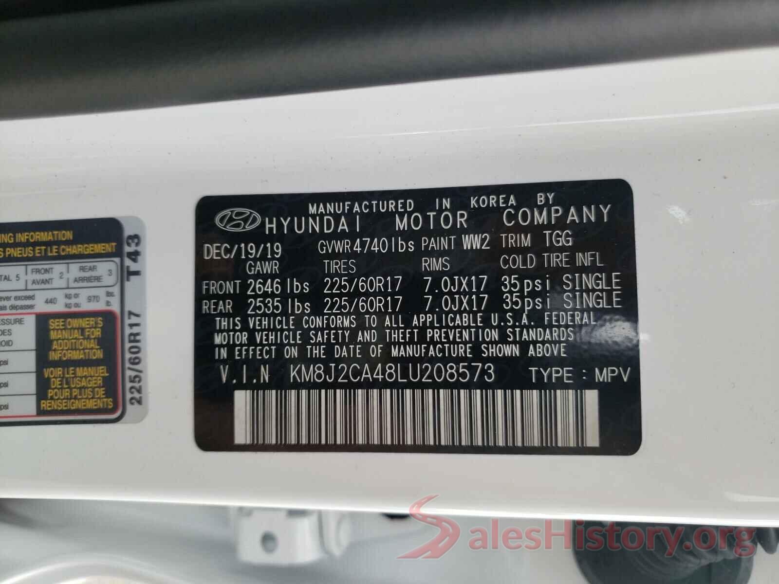 KM8J2CA48LU208573 2020 HYUNDAI TUCSON