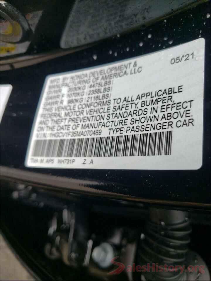 1HGCV1F35MA070469 2021 HONDA ACCORD