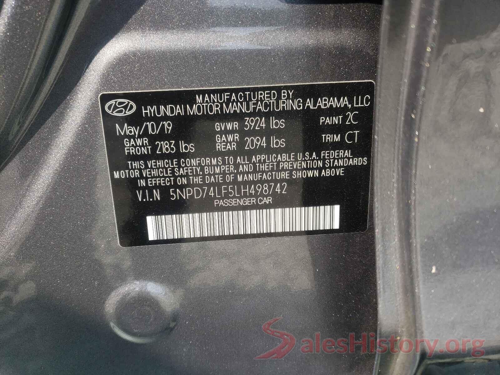 5NPD74LF5LH498742 2020 HYUNDAI ELANTRA