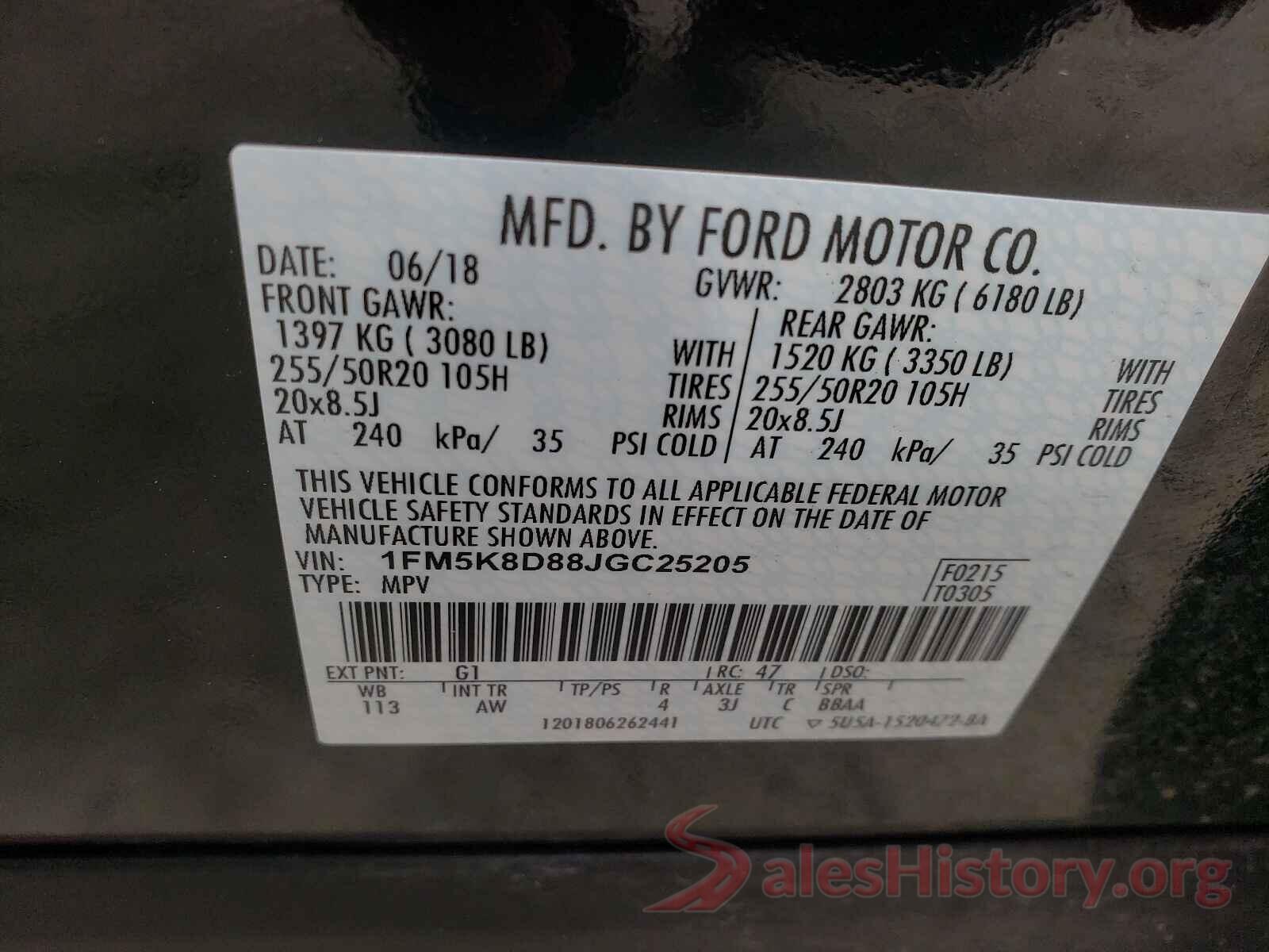 1FM5K8D88JGC25205 2018 FORD EXPLORER