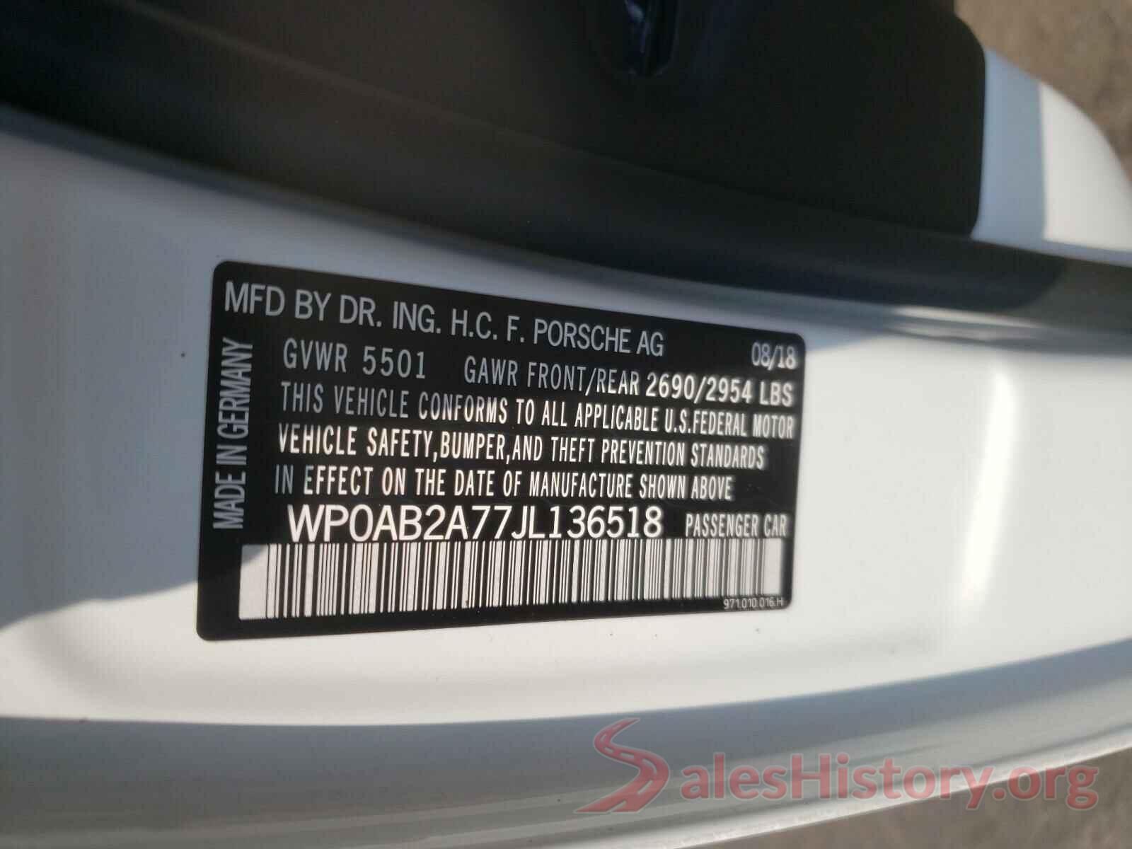 WP0AB2A77JL136518 2018 PORSCHE PANAMERA