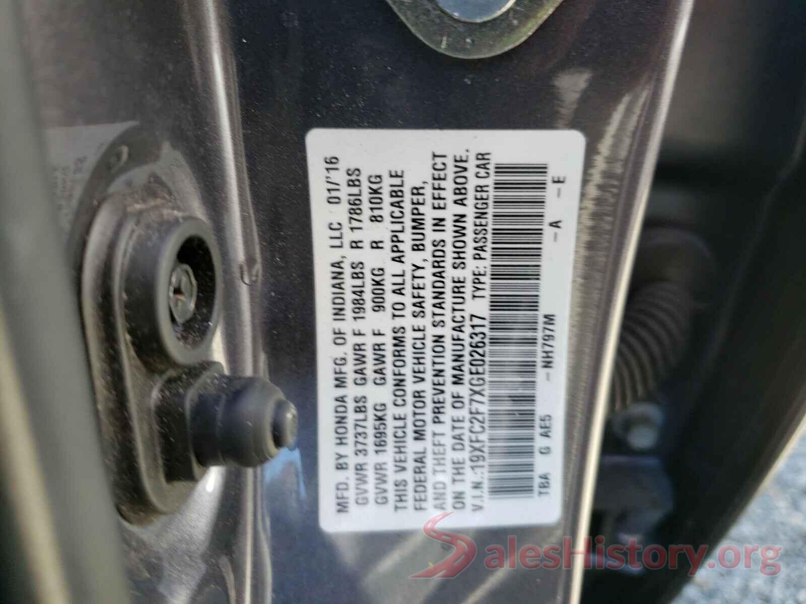 19XFC2F7XGE026317 2016 HONDA CIVIC