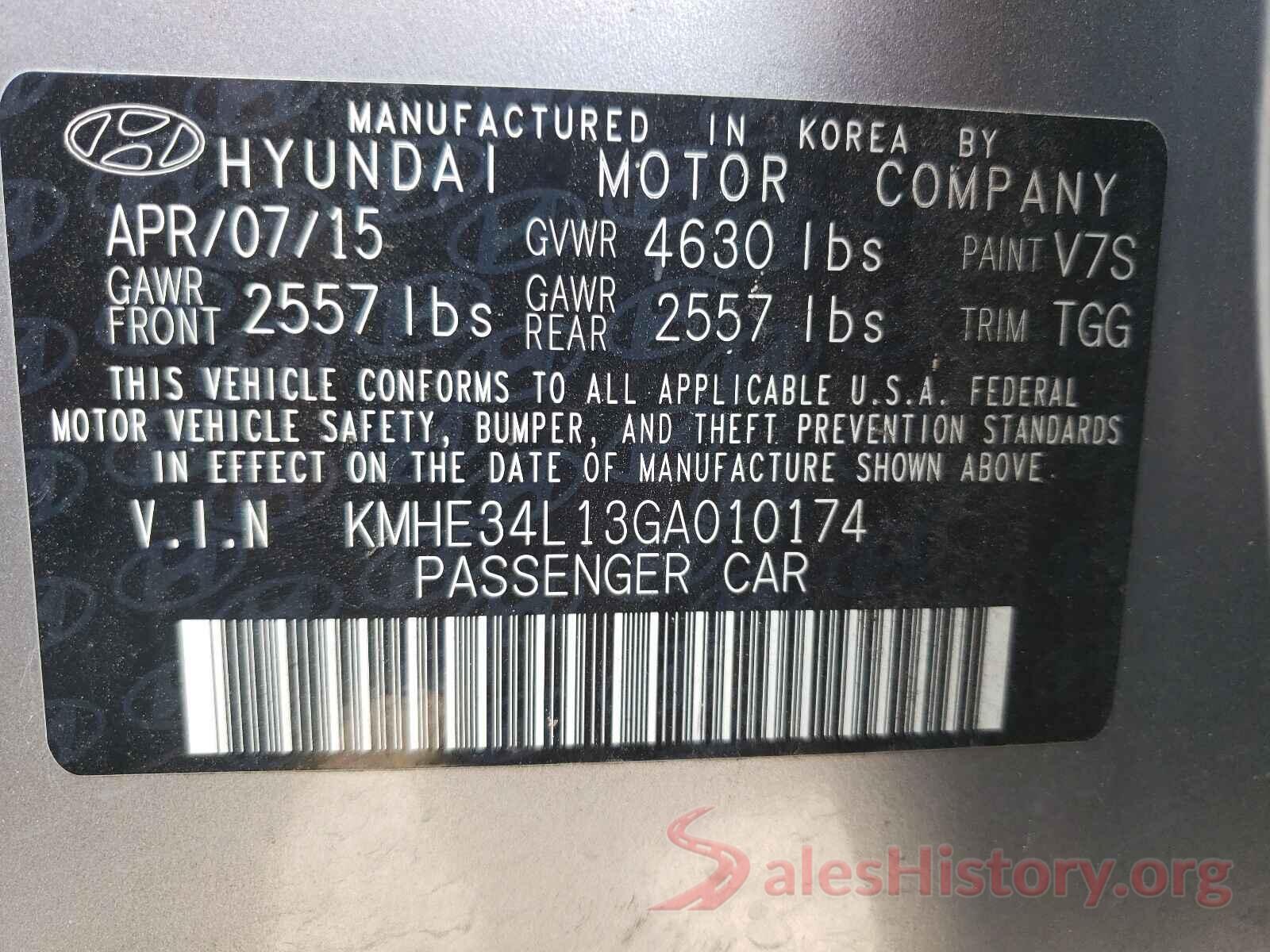 KMHE34L13GA010174 2016 HYUNDAI SONATA