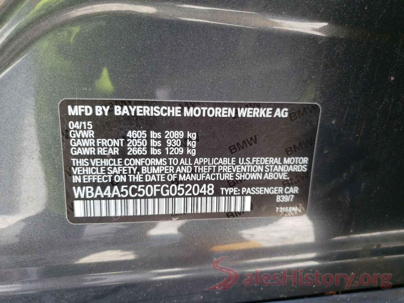 WBA4A5C50FG052048 2015 BMW 4 SERIES