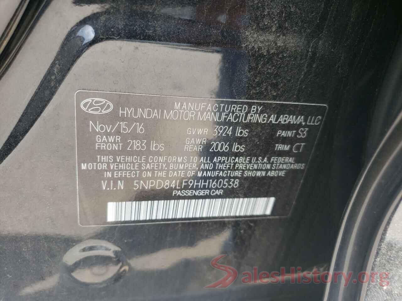 5NPD84LF9HH160538 2017 HYUNDAI ELANTRA