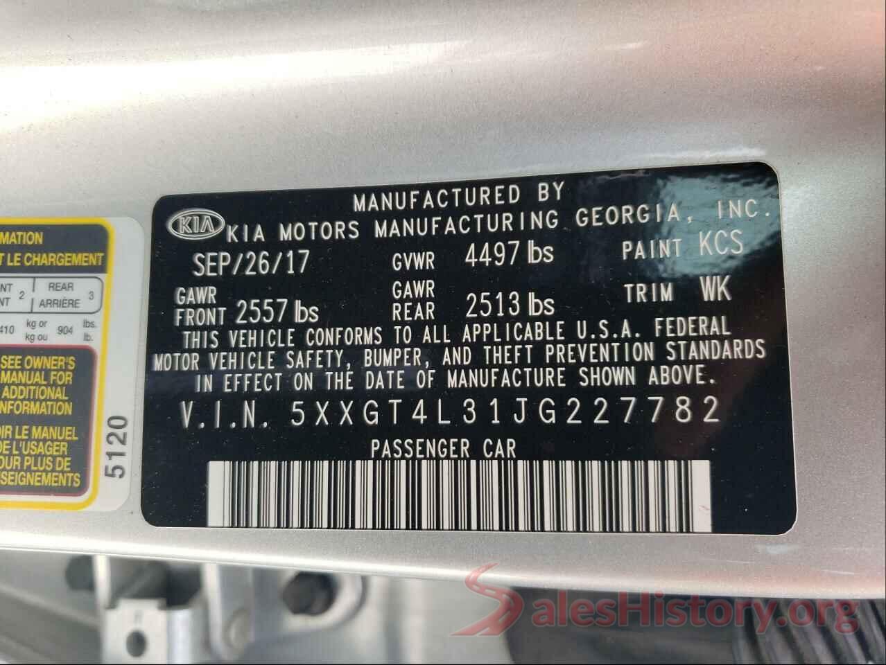 5XXGT4L31JG227782 2018 KIA OPTIMA