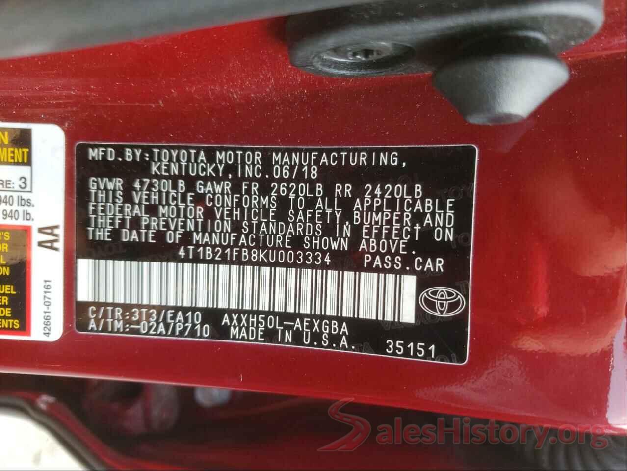 4T1B21FB8KU003334 2019 TOYOTA AVALON