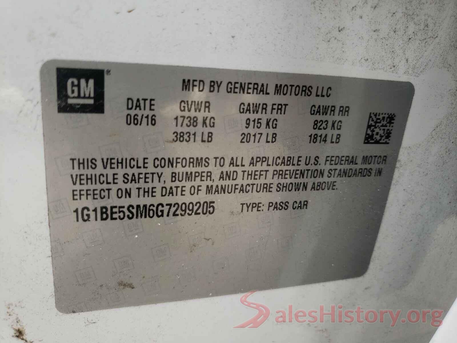 1G1BE5SM6G7299205 2016 CHEVROLET CRUZE