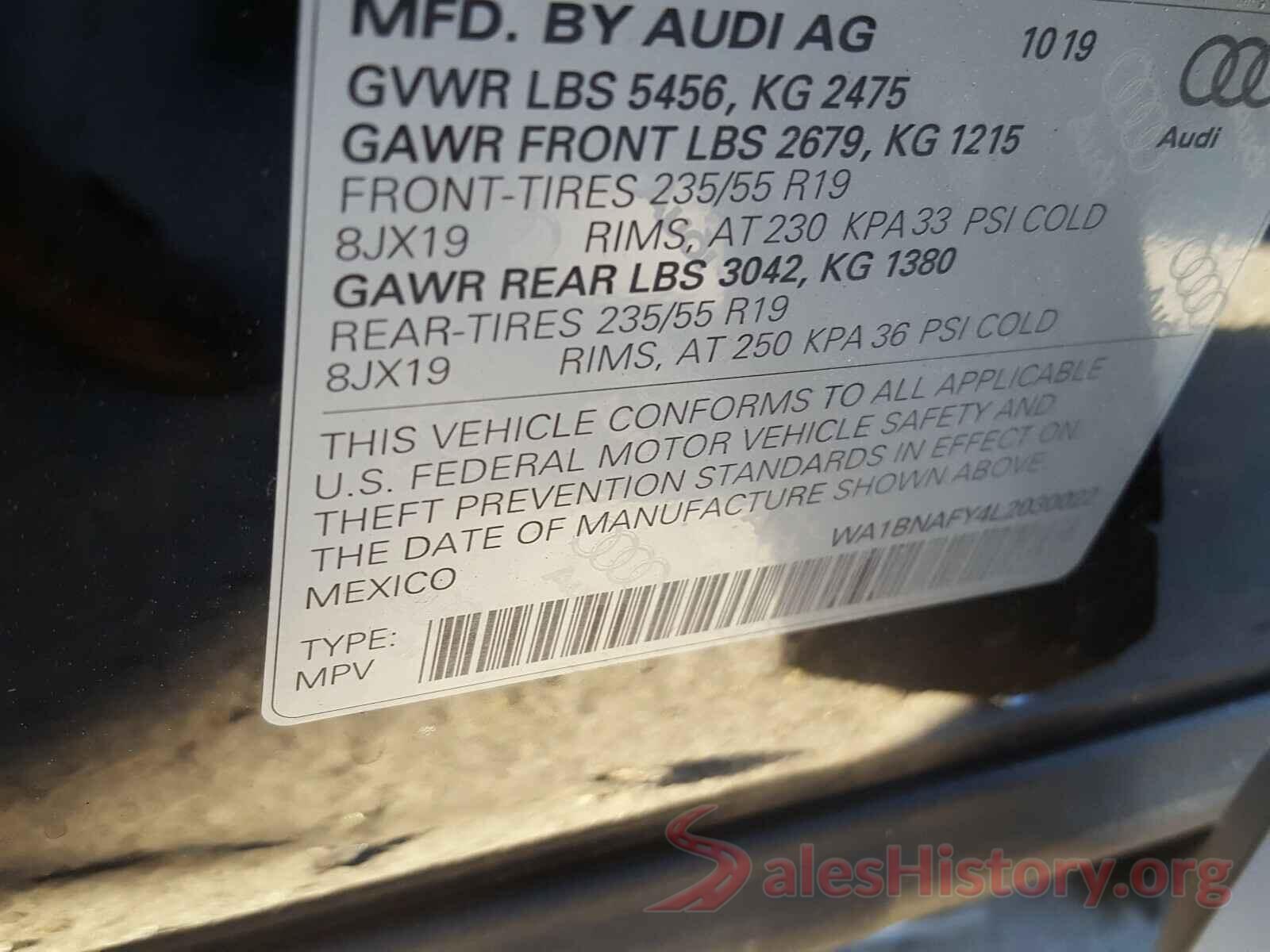 WA1BNAFY4L2030022 2020 AUDI Q5