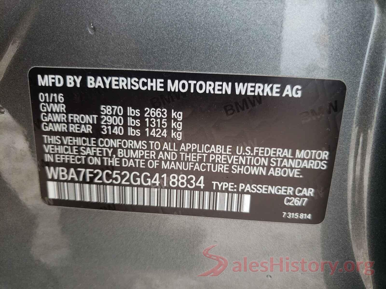 WBA7F2C52GG418834 2016 BMW 7 SERIES