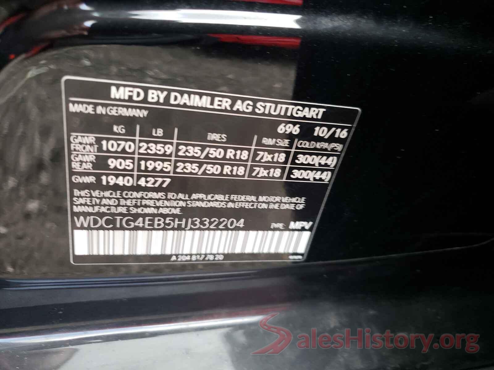 WDCTG4EB5HJ332204 2017 MERCEDES-BENZ G CLASS