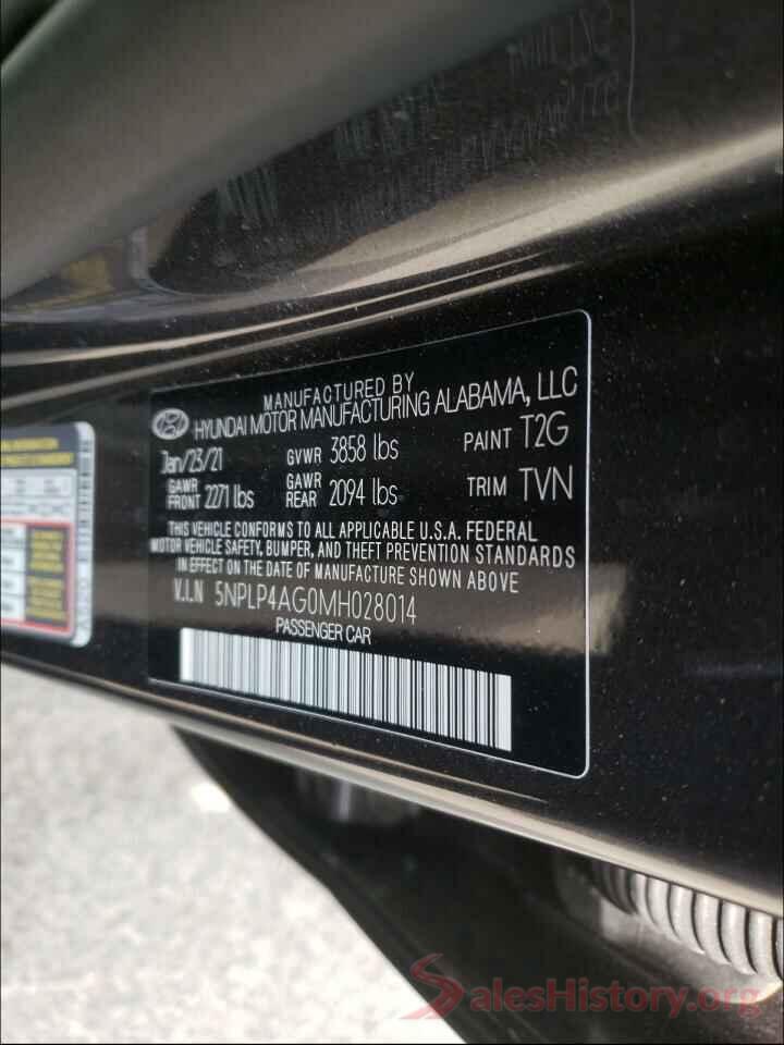 5NPLP4AG0MH028014 2021 HYUNDAI ELANTRA