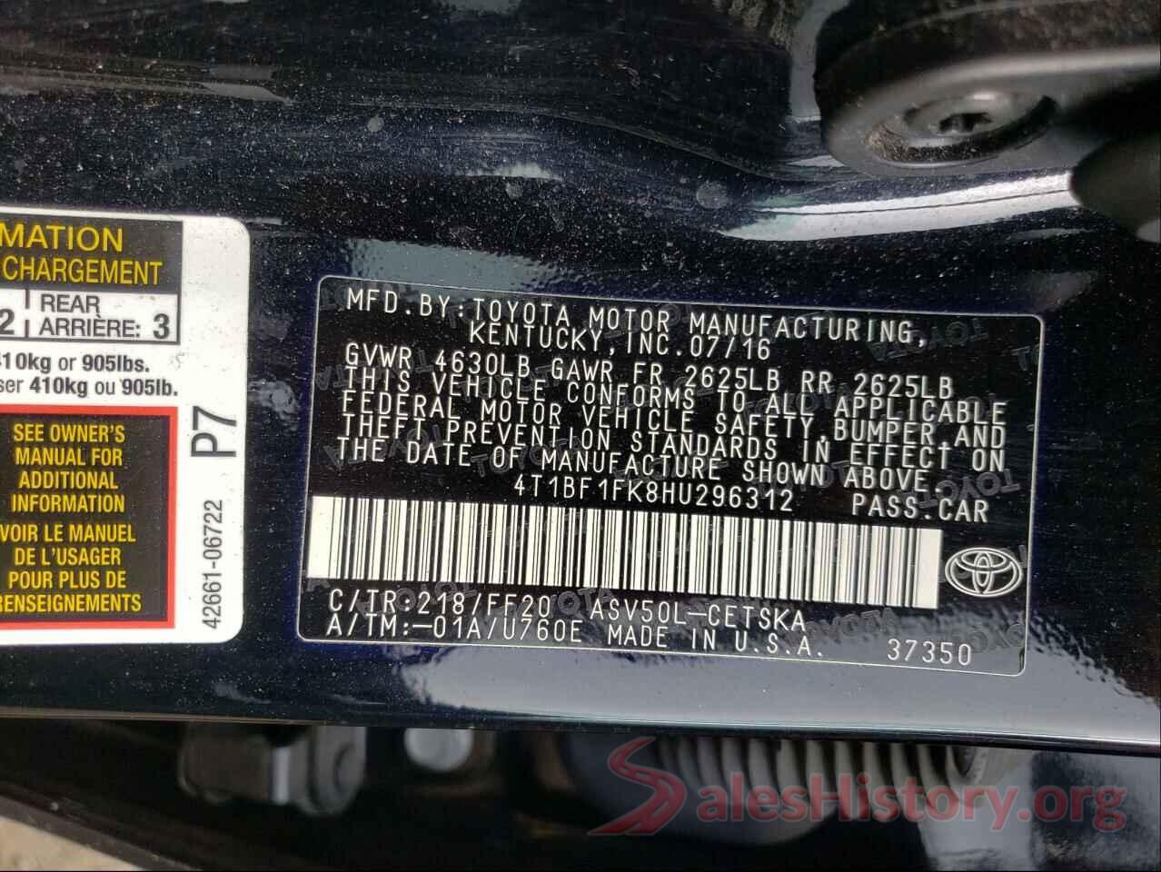 4T1BF1FK8HU296312 2017 TOYOTA CAMRY