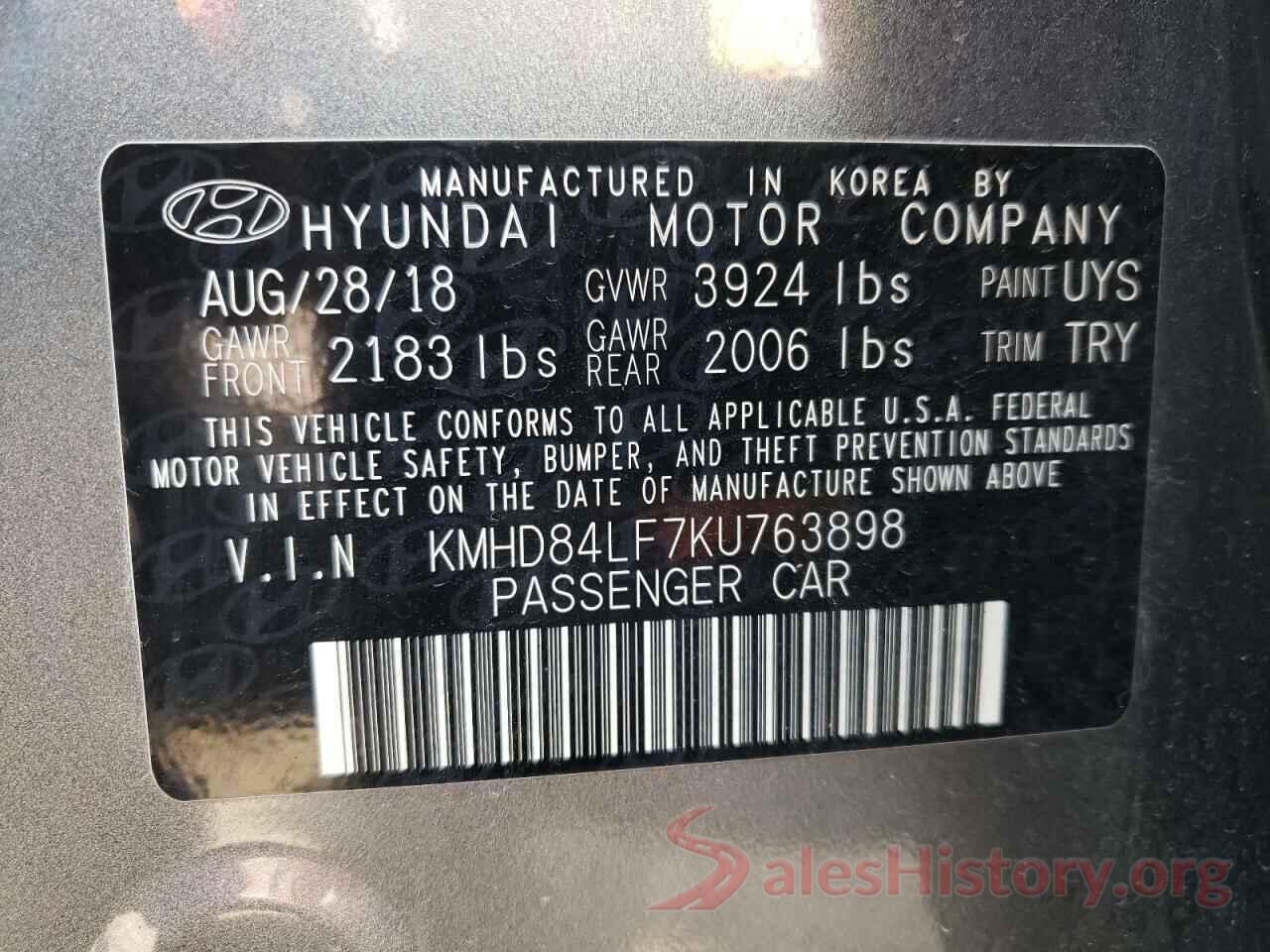 KMHD84LF7KU763898 2019 HYUNDAI ELANTRA