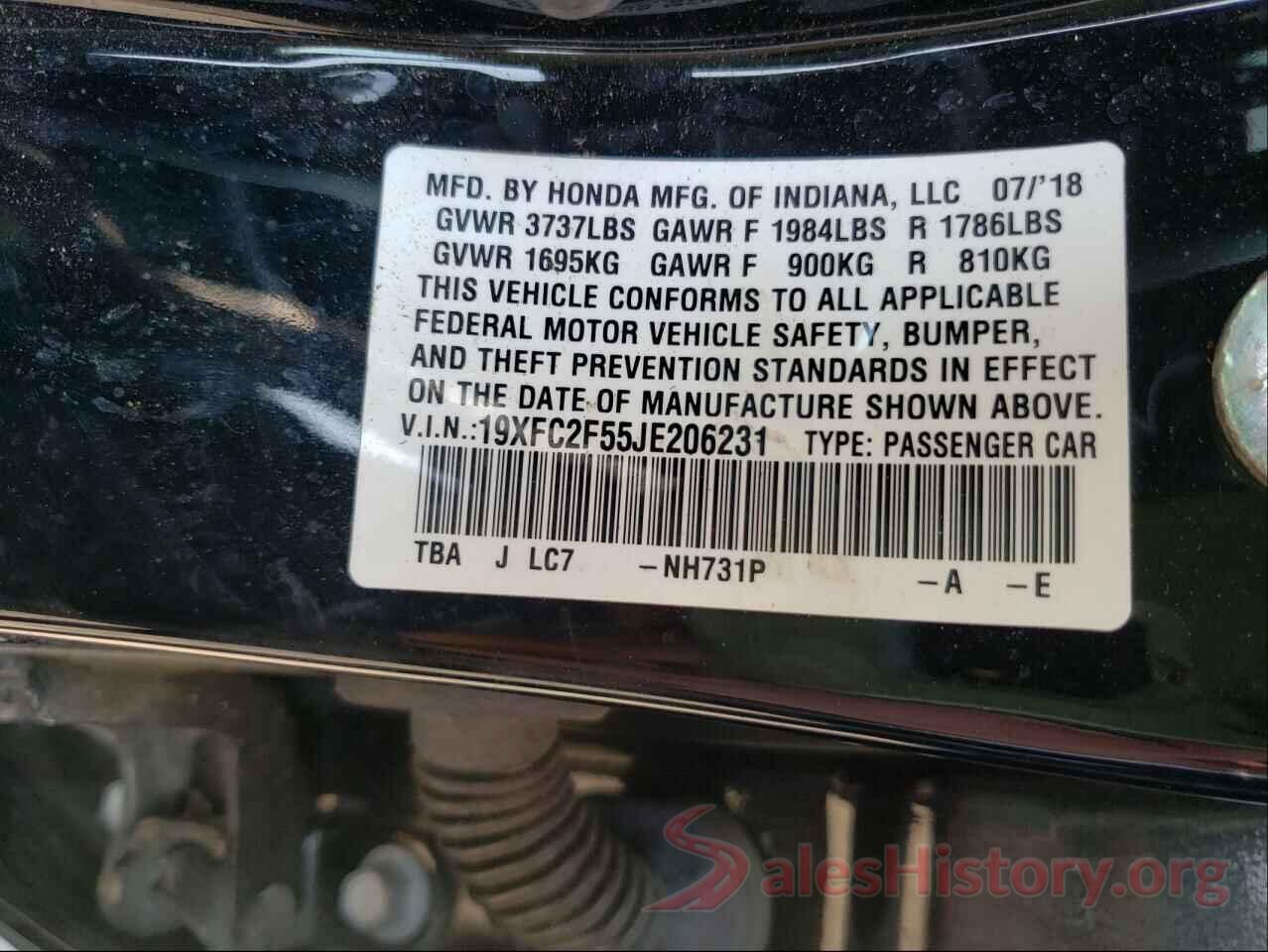 19XFC2F55JE206231 2018 HONDA CIVIC