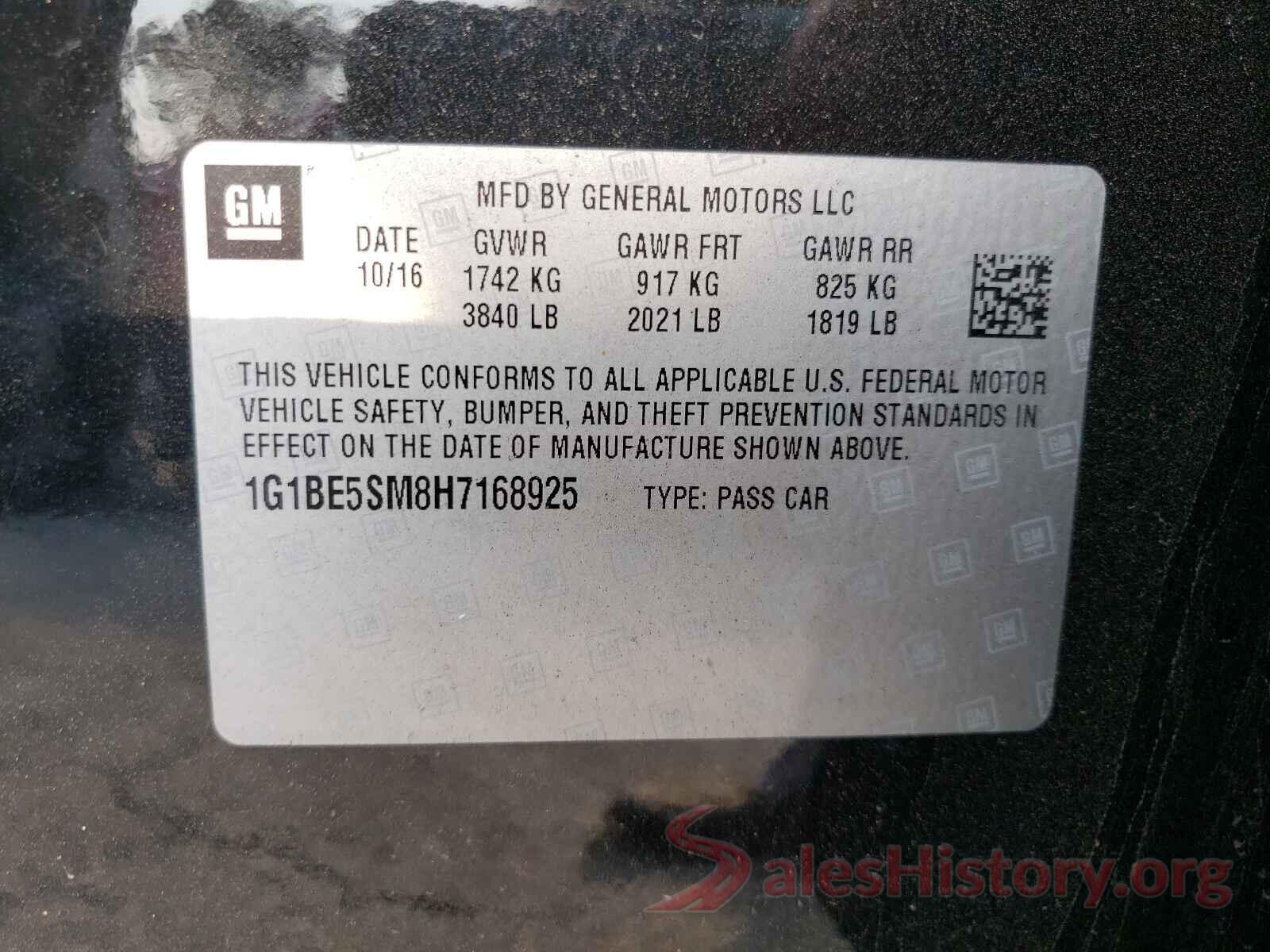 1G1BE5SM8H7168925 2017 CHEVROLET CRUZE