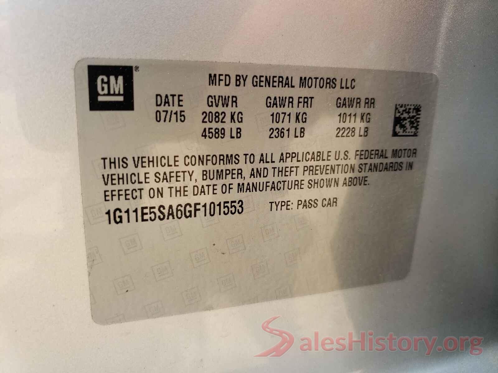 1G11E5SA6GF101553 2016 CHEVROLET MALIBU