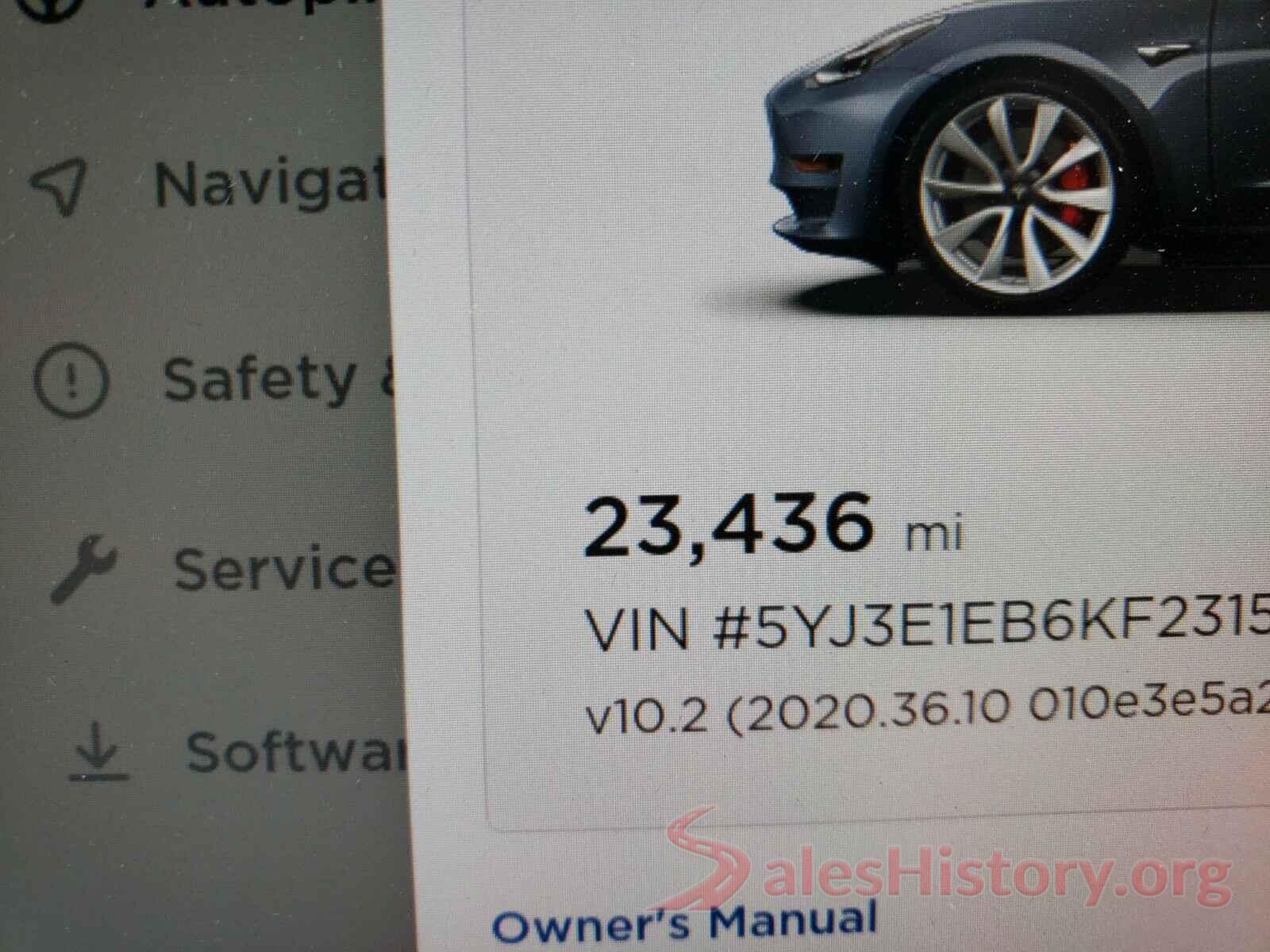 5YJ3E1EB6KF231567 2019 TESLA MODEL 3