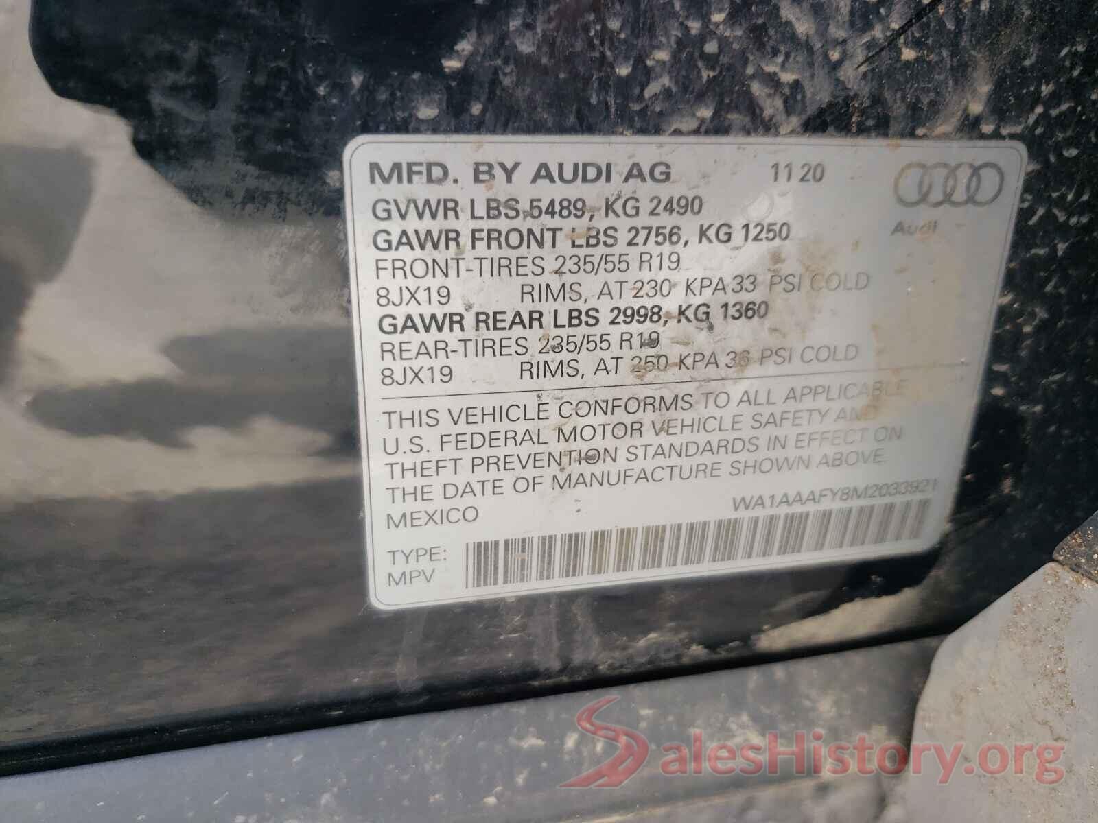 WA1AAAFY8M2033921 2021 AUDI Q5