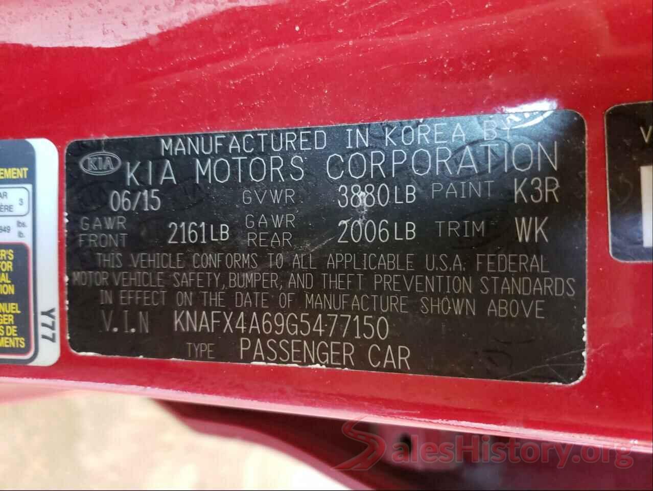 KNAFX4A69G5477150 2016 KIA FORTE