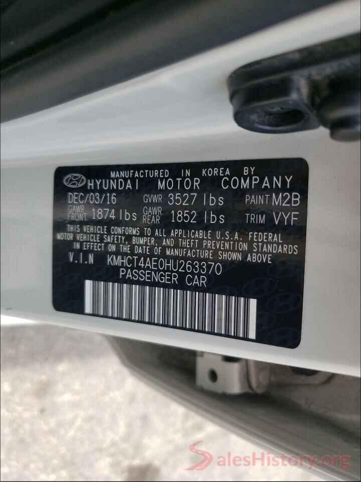 KMHCT4AE0HU263370 2017 HYUNDAI ACCENT