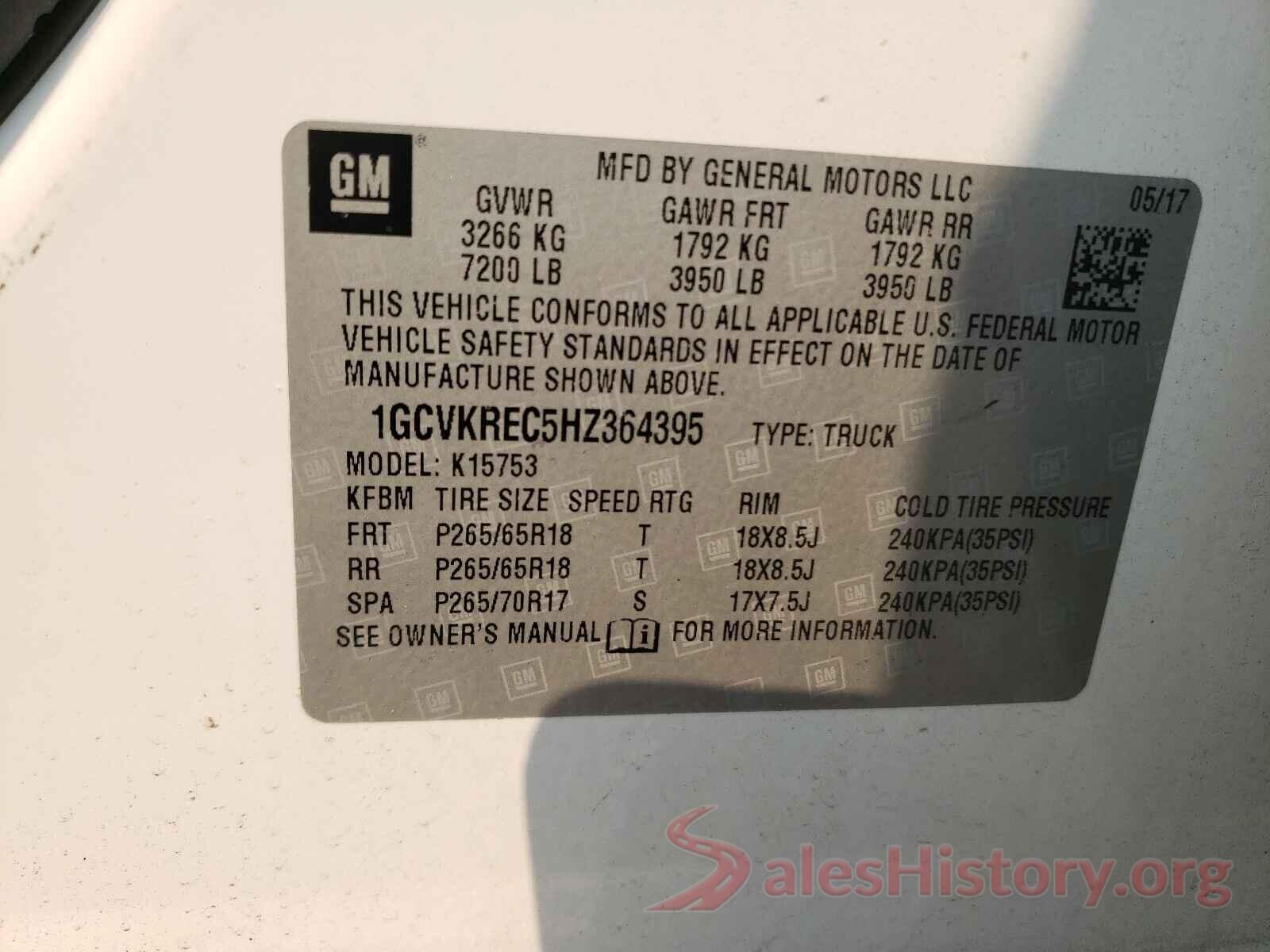 1GCVKREC5HZ364395 2017 CHEVROLET SILVERADO